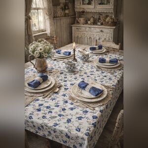 Vintage Mikasa Arabella Cotton Tablecloth | Farmhouse Cottage Style